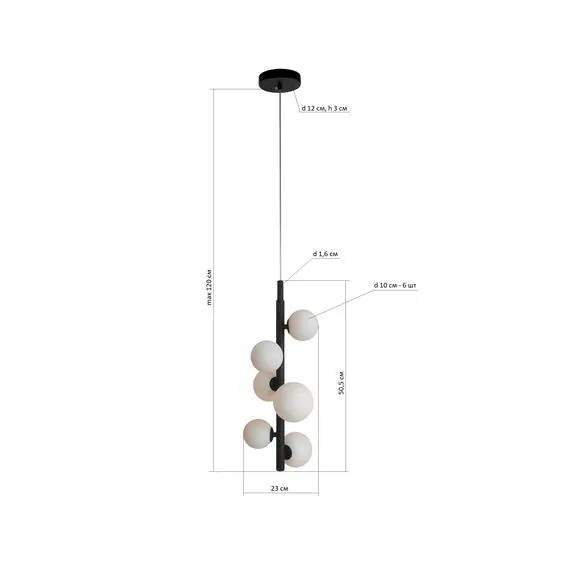 Kink Light 07508-6A,19 Подвес Сида черный d23 h120 G9 30W (4000K) (Led лампы в комплекте 4000К), изображение 2