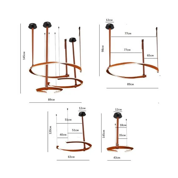 Kink Light 07656-3A,04(3000K) Подвес Маджена коричневый d89+63+43 h110 Led 55W+35W+25W (3000K), изображение 2