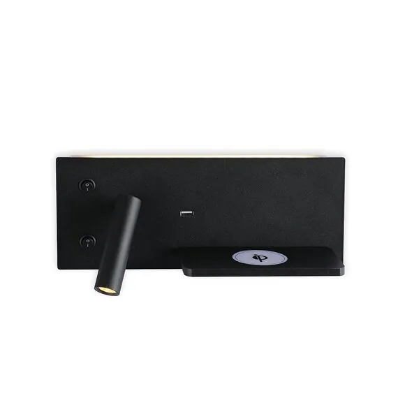 Kink Light 08075R,19 Бра Норти черный (правое) w11*30 h12 Led 3W (3000K), с разъёмом USB, беспроводная зарядка