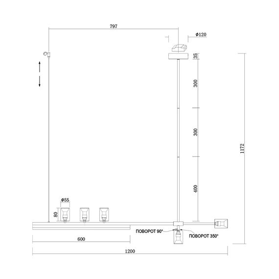 Kink Light 07618-120,36 Люстра Рия латунь L120 h116/86/46 GU10 5*5W+Led 12W (3000K) (лампы в комплекте), изображение 3