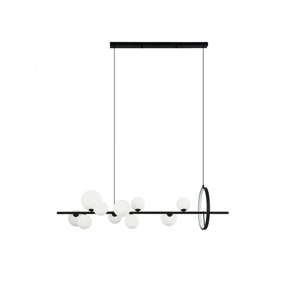 Kink Light 07608-10A,19(01) Люстра Иона черный (плафоны белые матовые) w120*28 h200 G9 10*5W+ Led 17W (4000K) (Led) (лампами не комплектуется), изображение 3