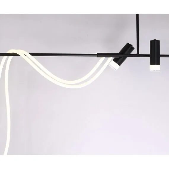 Kink Light 08039-180A,19 Подвес диммируемый Кайли черный L182 h120 Led 2*60W+GU10 3*3W(4000K) с пультом ДУ, изображение 4