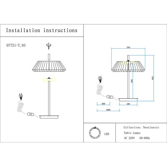 Kink Light 07721-T,20(03) Настольная лампа Ивина бронза/янтарь d35 h50 Led 6W (3000K), изображение 2