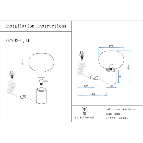 Kink Light 07702-T,19(16) Настольная лампа Артена черный/серый d20 h21 E27 1*40W, изображение 2