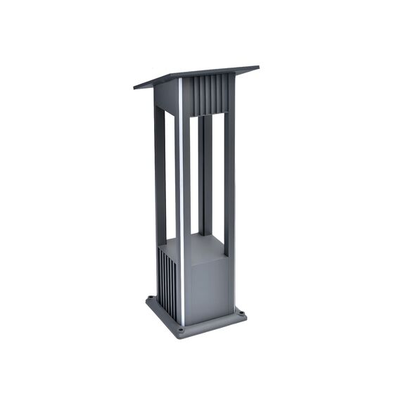 Kink Light 09206-F,16(05) Светильник уличный серый с солнечной батареей w20*20 h80 Led 8W (4000K) Декоративная подсветка синяя.