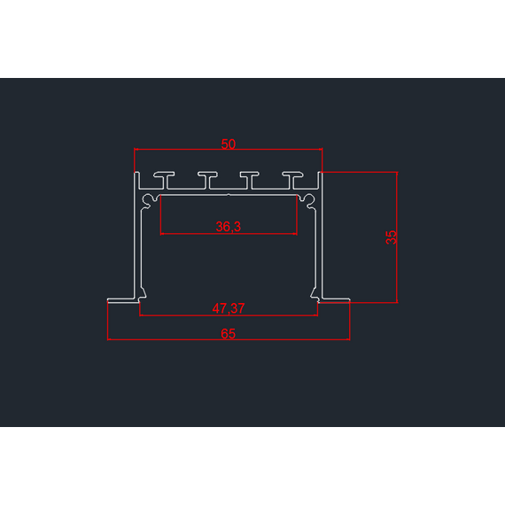 Donolux L18529H3RAL9003 Встраиваемый алюминиевый профиль 65х35х3000. Цвет: RAL9003, изображение 4
