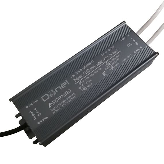 Donolux DNHF150V24IP67 Блок питания для светодиодной ленты 150Вт,DC24В,6.25А, IP67, 215x71x35 мм, изображение 2