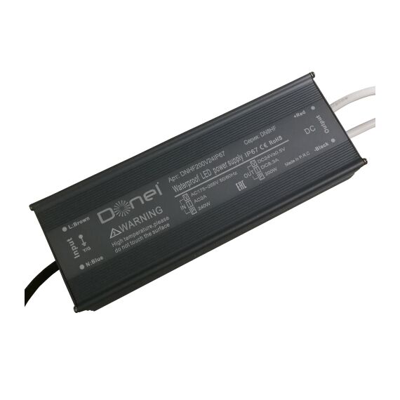 Donolux DNHF200V24IP67 Блок питания для светодиодной ленты 200Вт,DC24В,8.33А, IP67, 215x71x35 мм