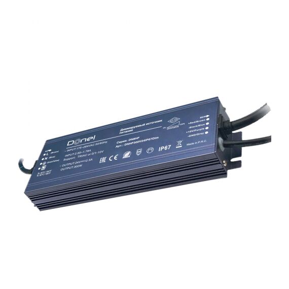 Donolux DNHF300V24IP67Dim Блок питания,300Вт,DC24В,12.5А, IP67,диммируемый Triac/0-10v