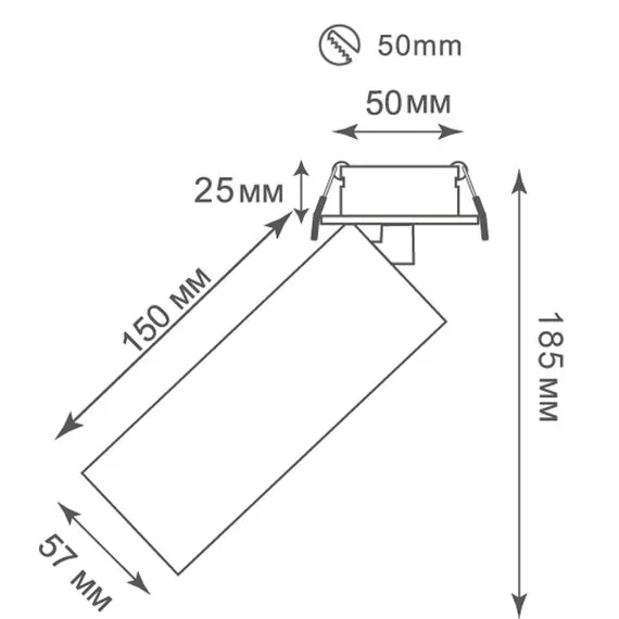 Donolux DL18895R1W IN Светильник встраиваемый, GU10, D57хH185мм,IP20, белый RAL9003, без лампы, изображение 4
