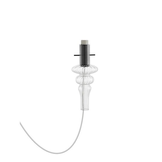 Donolux Glass DL20751 Clear Brushed black Декоративный стеклянный элемент прозрачный CASCATA, D105xH250 мм, с патроном 1хЕ14 40Вт макс. (шлифованный черный напатронник, металл), прозрачный провод 2000 мм, изображение 2