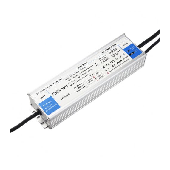 Donolux DNHF200V24DA Блок питания DALI,с функцией Push-Dim, PFC >0.95, 200Вт