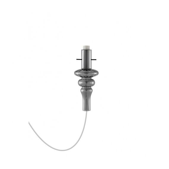 Donolux Glass DL20751 Smoky Brushed black Декоративный стеклянный элемент дымчатый CASCATA, D105xH250 мм, с патроном 1хЕ14 40Вт макс. (шлифованный черный напатронник, металл), прозрачный провод 2000 мм