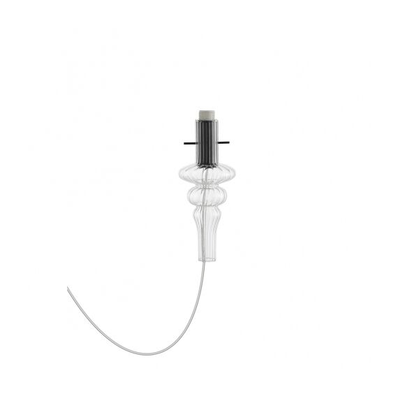 Donolux Glass DL20751 Clear Brushed black Декоративный стеклянный элемент прозрачный CASCATA, D105xH250 мм, с патроном 1хЕ14 40Вт макс. (шлифованный черный напатронник, металл), прозрачный провод 2000 мм