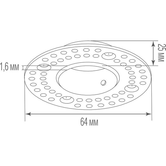 Donolux Recessed mounting 1W Встраиваемое основание под шпаклевку LIGHT WAVE, D64xH25 мм, монтажный диаметр D38 мм, металл, белый, изображение 4