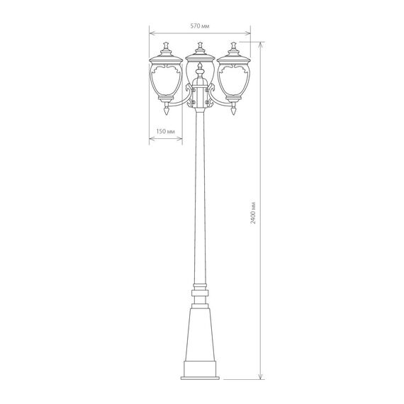 Elektrostandard a028000 GLYF-8024F/3 Светильник садово-парковый черное золото, изображение 2