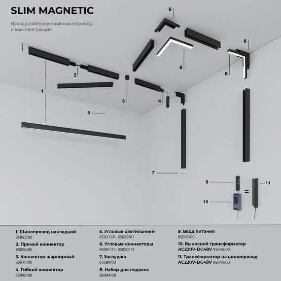 Elektrostandard a061246 Slim Magnetic Прямой коннектор и планка белый (1 шт.) 85096/00, изображение 5