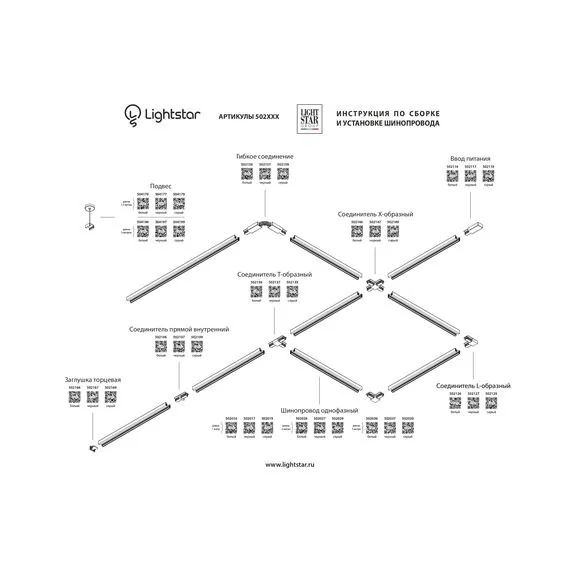 Lightstar 502116 Питание боковое трековое однофазное BARRA БЕЛЫЙ, изображение 3