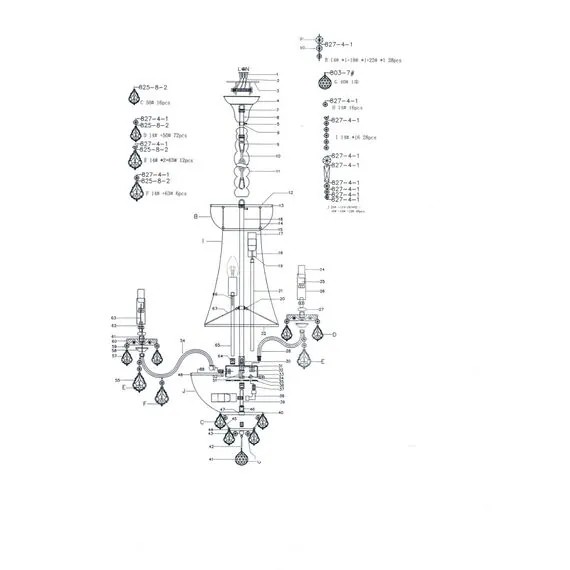 Lightstar 700162 Люстра подвесная CLASSIC 16х60W E14 ЗОЛОТО, изображение 4