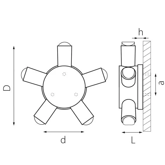Lightstar 380653 Светильник DITO 5х1W LED 550LM G ЧЕРНЫЙ/ЗОЛОТО 4000K, изображение 2