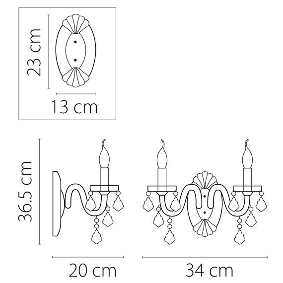 Lightstar 700622 Бра CLASSIC 2х60W E14 ЗОЛОТО, изображение 2