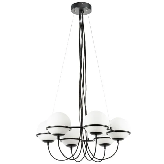 Lightstar 803267 Люстра GLOBO 6х40W E14 ЧЕРНЫЙ МАТОВЫЙ/БЕЛЫЙ