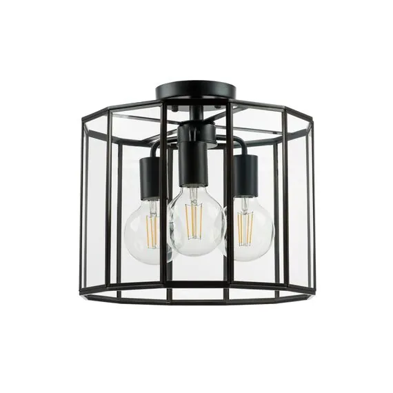 Lightstar 798237 Люстра GENNI 3х40W E27 ЧЕРНЫЙ МАТОВЫЙ/ПРОЗРАЧНЫЙ