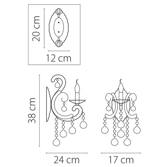 Lightstar 708614 Бра ELEGANTE 1х60W E14 ХРОМ, изображение 2