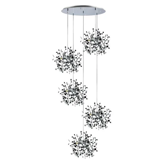 Lightstar L5PR721134 Подвес пятерной круглый EXTRA 5x3x5W(led) G9  (721134 - 5 + 572154 -1) ХРОМ