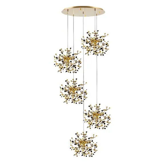 Lightstar L5PR721132 Подвес пятерной круглый EXTRA 5x3x5W(led) G9  (721132 - 5 + 572152 -1) ЗОЛОТО