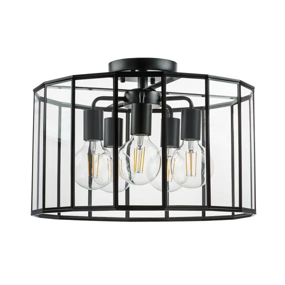 Lightstar 798257 Люстра GENNI 5х40W E27 ЧЕРНЫЙ МАТОВЫЙ/ПРОЗРАЧНЫЙ