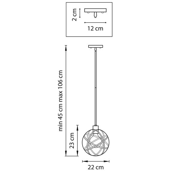 Lightstar 732417 Люстра GABBIA 1х40W E27 ЧЕРНЫЙ, изображение 2