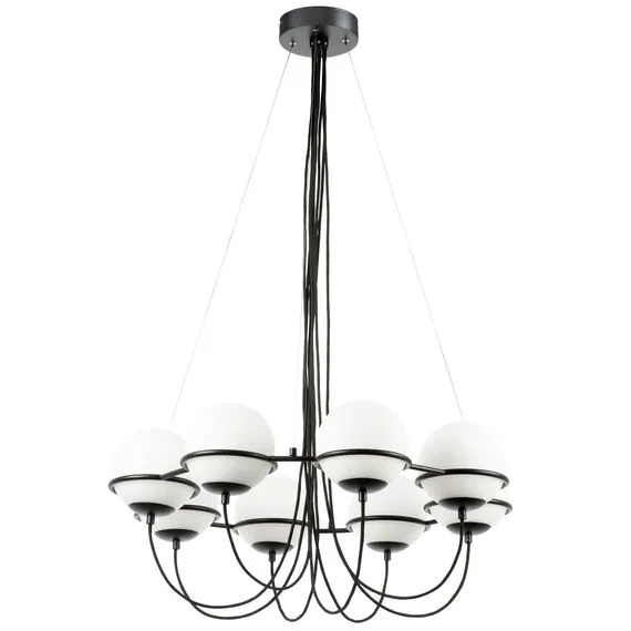 Lightstar 803287 Люстра GLOBO 8х40W E14 ЧЕРНЫЙ МАТОВЫЙ/БЕЛЫЙ