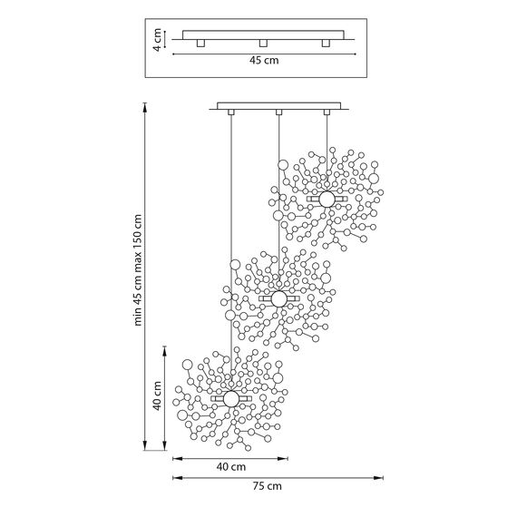 Lightstar L3PR721132 Подвес тройной круглый EXTRA 3x3x5W(led) G9  (721132 - 3 + 572132 -1) ЗОЛОТО, изображение 4
