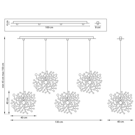 Lightstar L4PL721134 Подвес четверной линейный EXTRA 4x3x5W(led) G9  (721134 - 4 + 572144 -1) ХРОМ, изображение 3