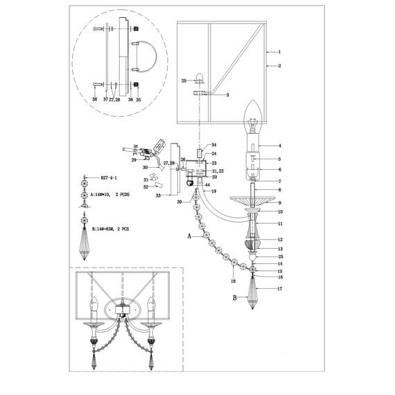 Lightstar 725623 Бра PARALUME 2x40W E14 ЗОЛОТО, изображение 4
