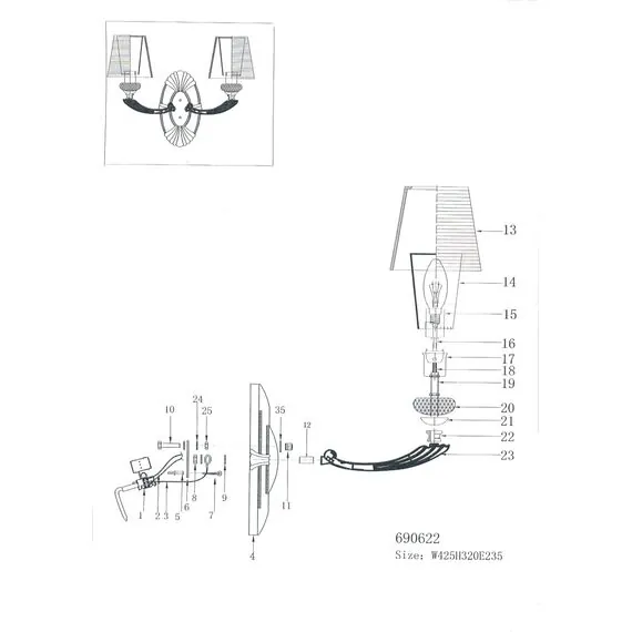 Lightstar 690622 Бра RAMO 2х40W E14 ТЕМНОЕ ЗОЛОТО, изображение 4
