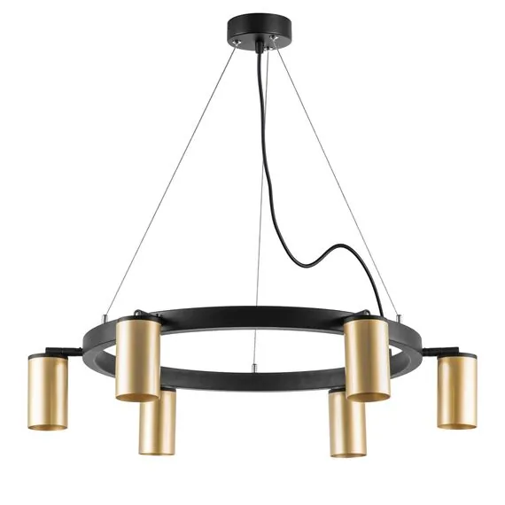 Lightstar LR016406 Люстра RULLO 6х50W GU10 ЧЕРНЫЙ/ЗОЛОТО (571016+214440-6)