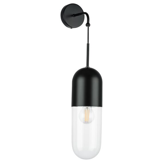 Lightstar 690517 Бра RAMO 1х40W E27 ЧЕРНЫЙ МАТОВЫЙ/ПРОЗРАЧНЫЙ
