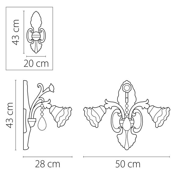 Lightstar 696622 Бра ROSATA 2х60W E14 ЗОЛОТО, изображение 2