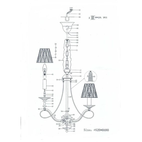 Lightstar 705032 Люстра подвесная RICCIO 3х40W E14 ЗОЛОТО, изображение 4