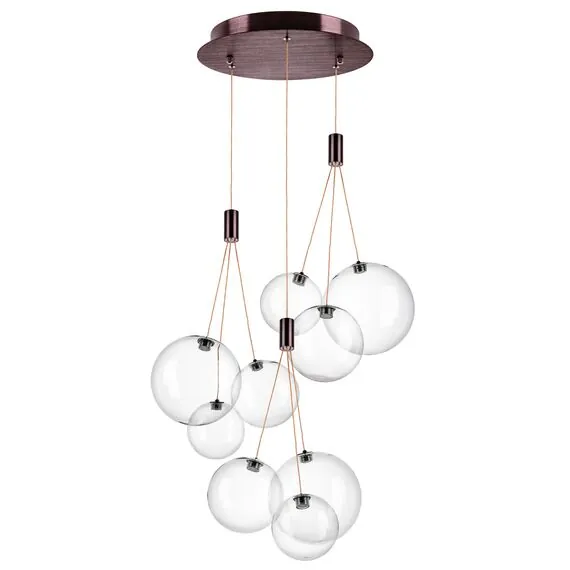 Lightstar 801090 Люстра SFERETTA LED 9х1,35W 600LM КОФЕЙНЫЙ/ПРОЗРАЧНЫЙ 3000K