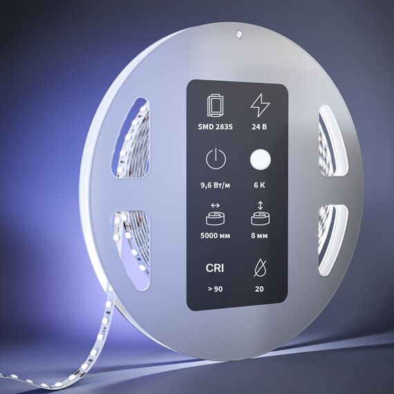 Led Strip 201041 Светодиодная лента 24В 2835 9,6Вт/м 6000К 5м IP 20 201041, изображение 2