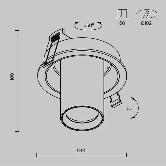 Maytoni Technical C048CL-01-GU10-W Светильник встраиваемый FOCUS S, изображение 8