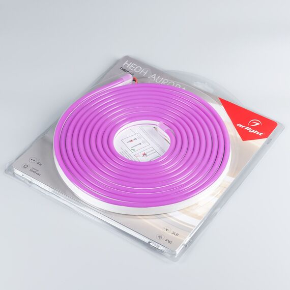 Arlight 036690 Светодиодная лента герметичная AURORA-PS-A120-16x8mm 24V Purple (10 W/m, IP65, 2835, 5m) (Arlight, Силикон) 036690, изображение 4