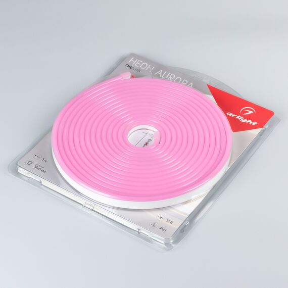Arlight 036677 Светодиодная лента герметичная AURORA-PS-A120-12x6mm 24V Pink (10 W/m, IP65, 2835, 5m) (Arlight, Силикон) 036677, изображение 4