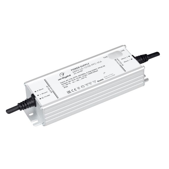 Arlight 047709 Блок питания ARPV-LG-12150-PFC-VCA (10,5-13,5V, 12,5A, 150W) (Arlight, IP65 Металл, 5 лет) 047709