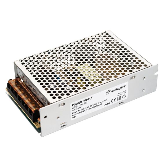 Arlight 023609 Блок питания ARS-150-12 (12V, 12,5A, 150W) (Arlight, IP20 Сетка, 2 года) 023609, изображение 2