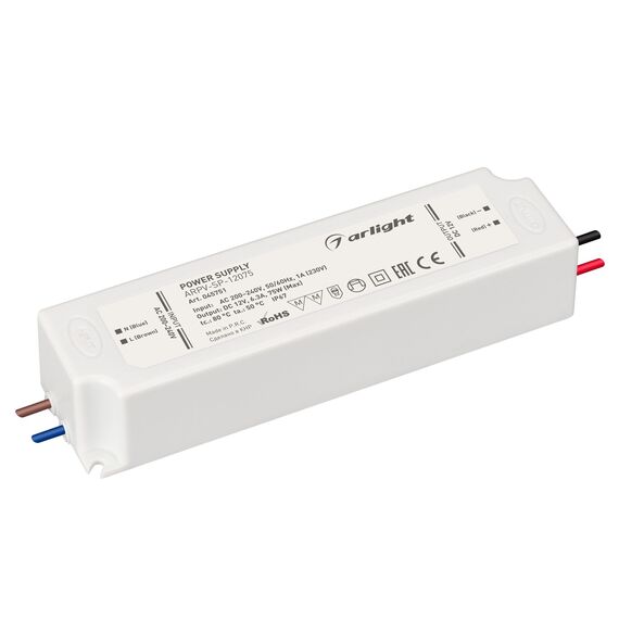 Arlight 045751 Блок питания ARPV-SP-12075 (12V, 6,3A, 75W) (Arlight, IP67 Пластик, 5 лет) 045751