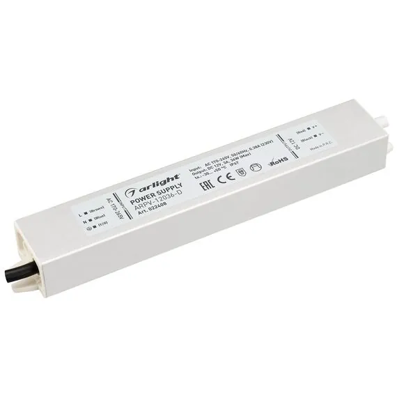 Arlight 022408 Блок питания ARPV-12036-D (12V, 3,0A, 36W) (Arlight, IP67 Металл, 3 года) 022408, изображение 2